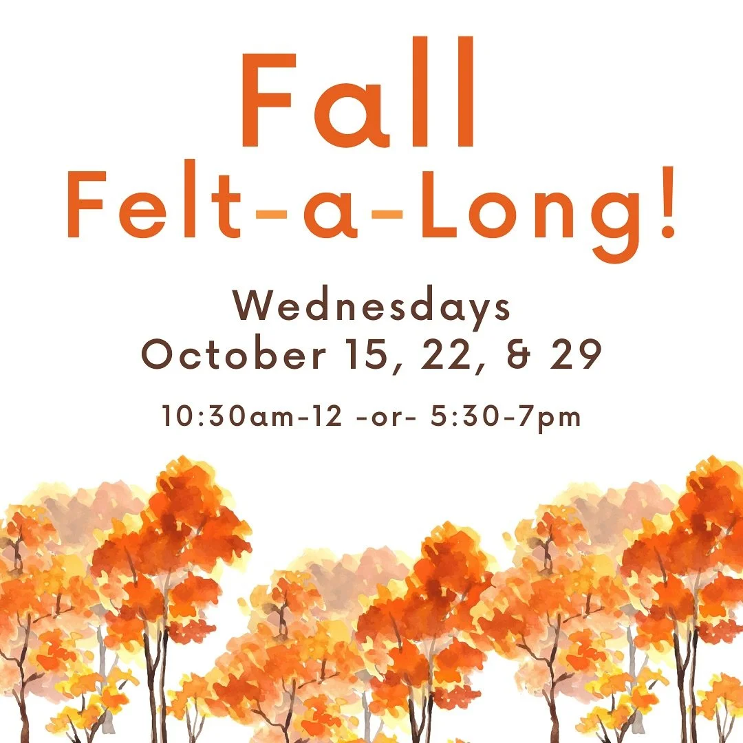 Join our first Felt-a-long!! We&rsquo;ll meet for three weeks and you can work on what you want! Use our tools and wool stash and get advice as you go. What will you make?? Link in profile!!