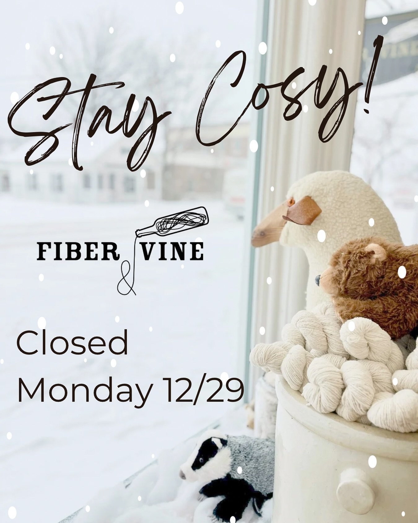 Aren&rsquo;t we normally closed Mondays? Yes, but we were going to be open today for the festive season. But&hellip; it&rsquo;s a hot&hellip; I mean cold icy mess out there and we want everyone to stay cosy! See you tomorrow!