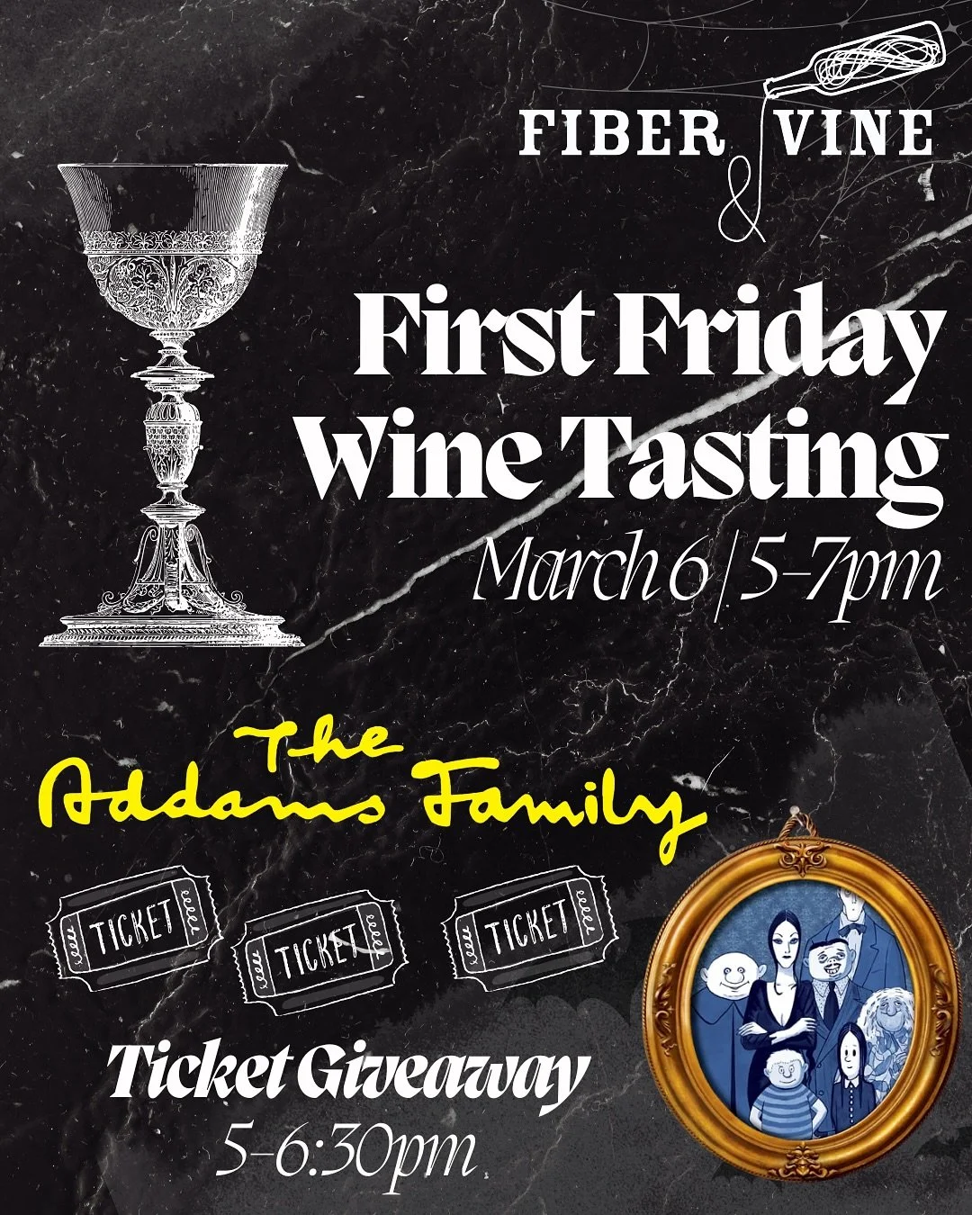 🤍🖤🤍 Giving away 2 tickets 🎟️ to The Addams Family Musical 🎵 at our wine tasting tomorrow!
Stop in between 5-6:30pm, drop your name in the hat, and we&rsquo;ll draw a winner at 6:30! Also&hellip; taste wine 🍷!!!