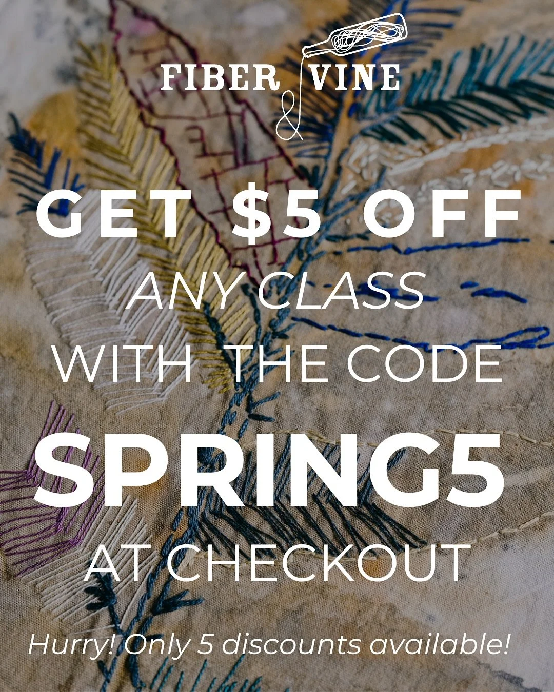 Quick! Grab a $5 discount on a class with the code SPRING5 at checkout! There are only 5 available, one per customer! Let&rsquo;s go!