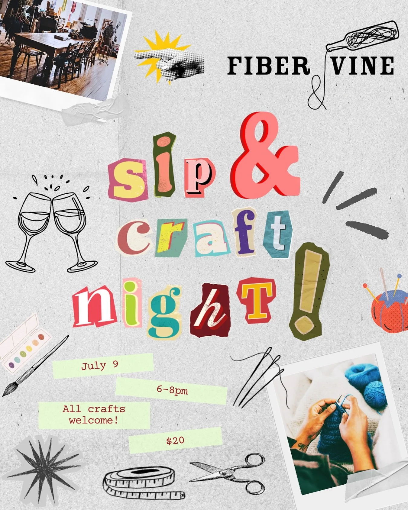 Bring your favorite (or current) craft project, and work at our table while we pour you a mini wine tasting! 🥂 ✨Sign up in profile ✨ 🥂