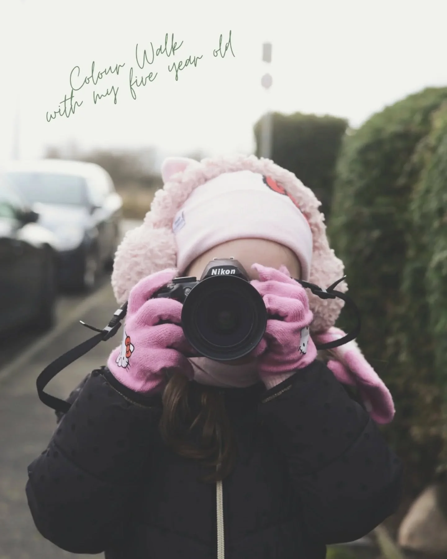 I took my 5 year old on a photo colour walk around our village 📷 She chose the colour green (she's not silly is she) and she picked red for me. 

This was her first time using one of my cameras, my very first entry level Nikon dslr which one day I'l