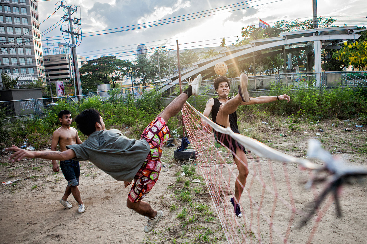 A match of Sepak Takraw. Bangkok-Thailand