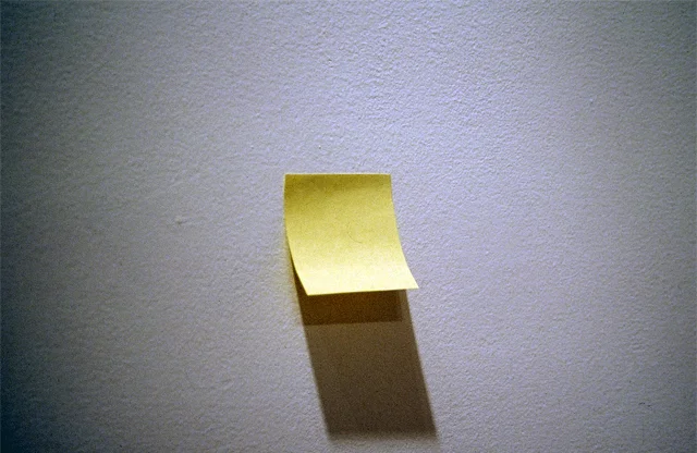 Note, 2002. 3"x3". Construction paper and adhesive.