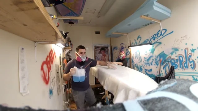 Glassing our client's SUP (9'6" cruiser) (Copy)