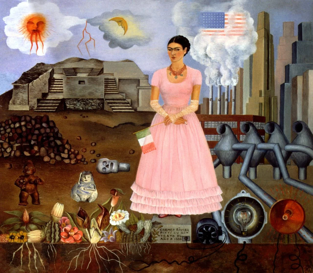 Frida Kahlo, Self-Portrait on the Borderline Between Mexico and the United States, 1932.