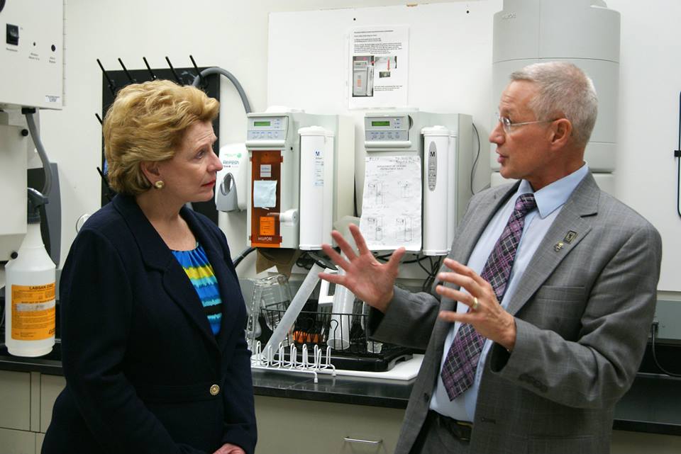 Senator Deborah Stabenow (D-MI) and Dr. Gary Dunbar during their visit