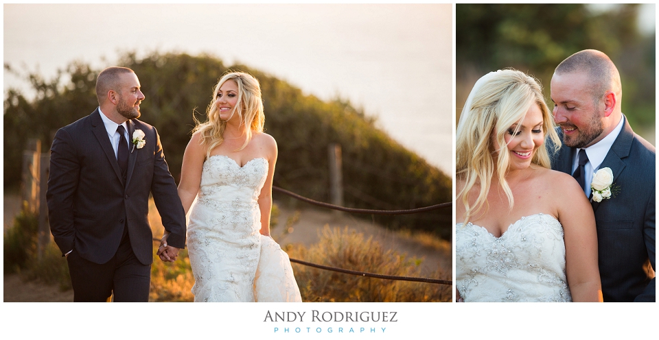 Bride and groom walking