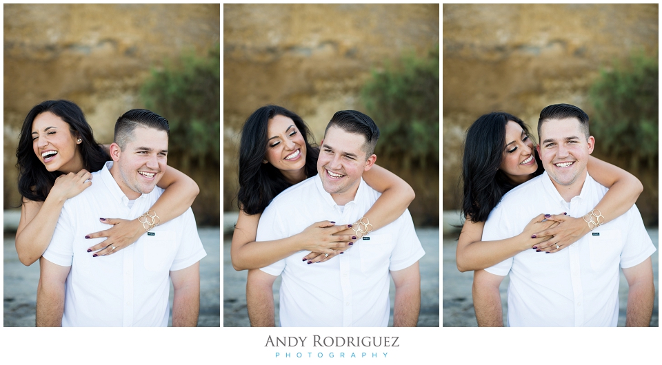 Bride and groom fun at Scripps Beach