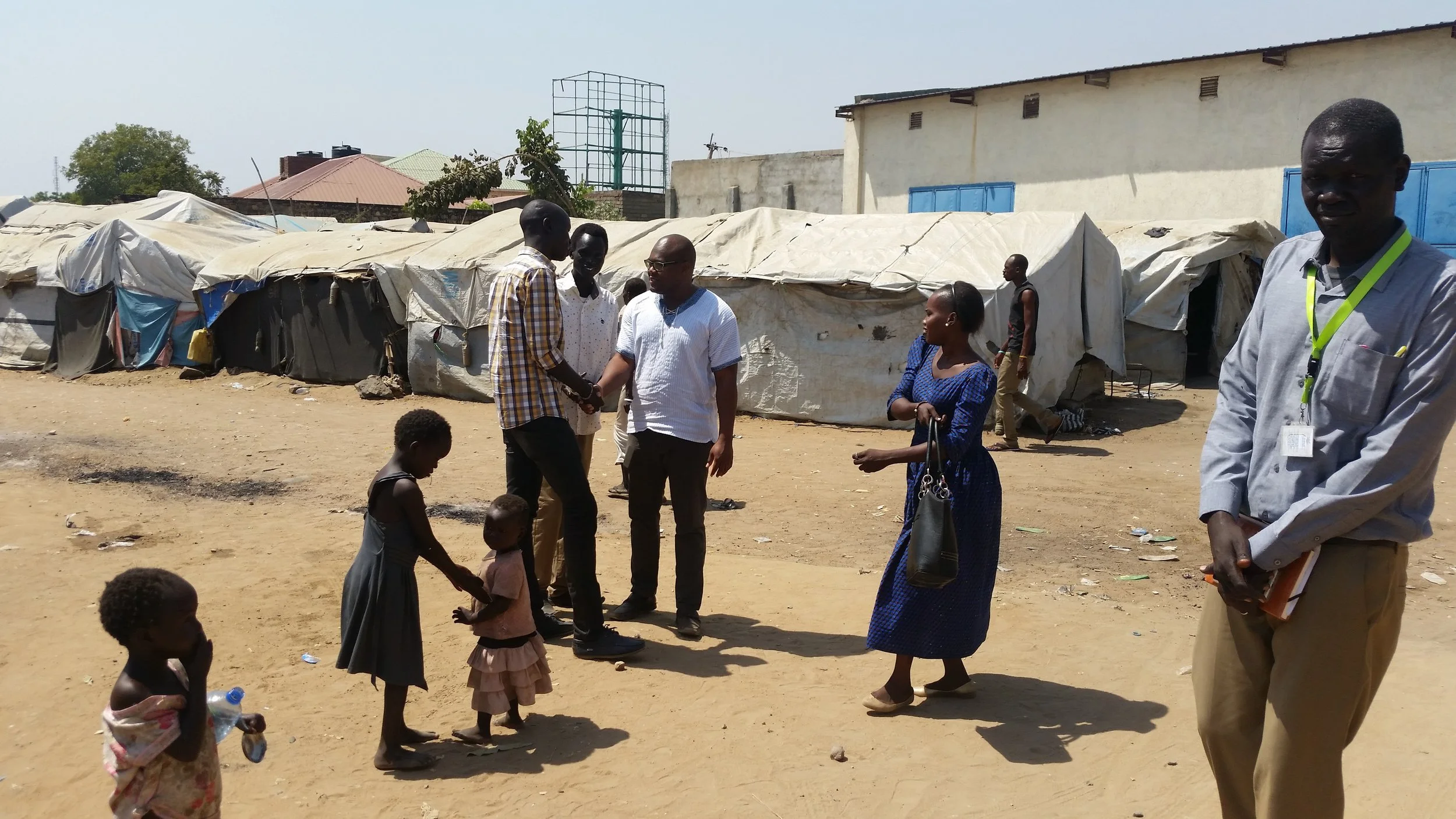 Lucas meeting with leaders of the Mahad camp for Internally Displaced Persons. As a part of their Nonviolence and Peacebuilding work, the ONAD team organizes Peace Clubs which also builds cooperation among the different tribes in the camp. 