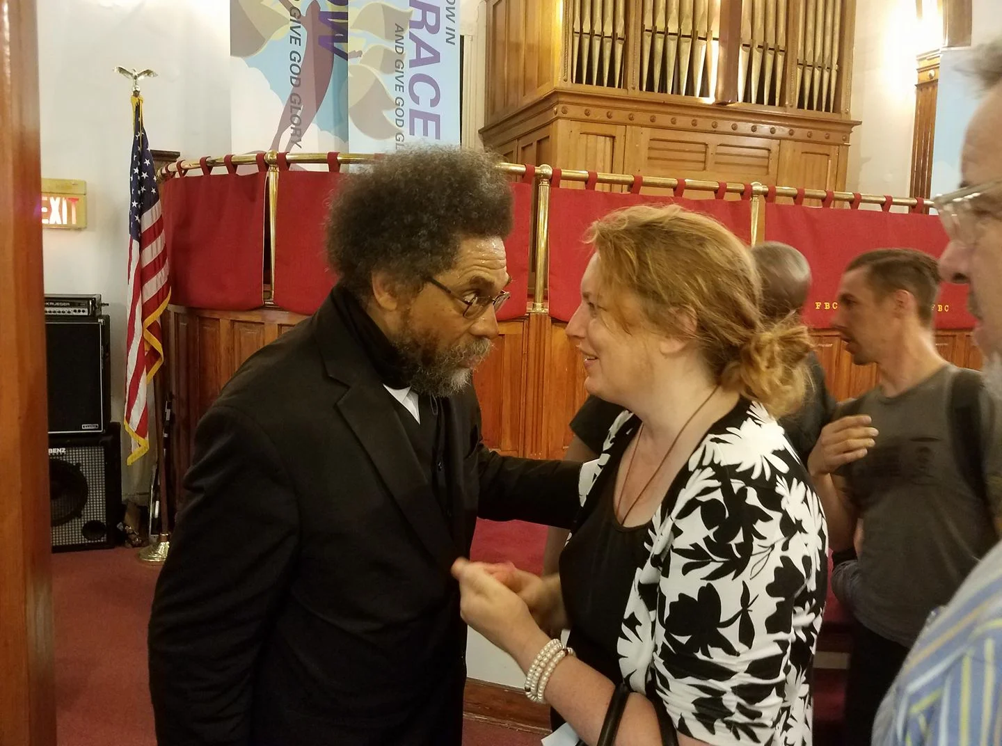 Dr. Cornel West and Stacey Mitchell during an organizing meeting in Charlottesville Virginia