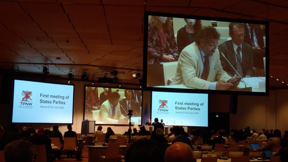 International Campaign to Abolish Nuclear Weapons (ICAN) joint statement delivered by Ugo Biggeri chairman of Etica Sgr responsible investment. — at Vienna - Austria.