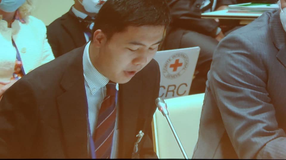 Representative of the @International Red Cross Committee taking the floor in the plenary. — at Vienna - Austria.