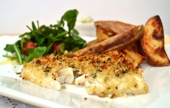 Crunchy Lemon and Chive Fish with garlic wedges 1.jpg