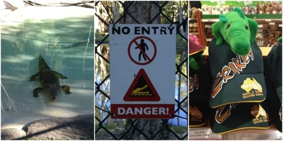 Crocs and croc souvenirs at Australia Zoo. Crikey!