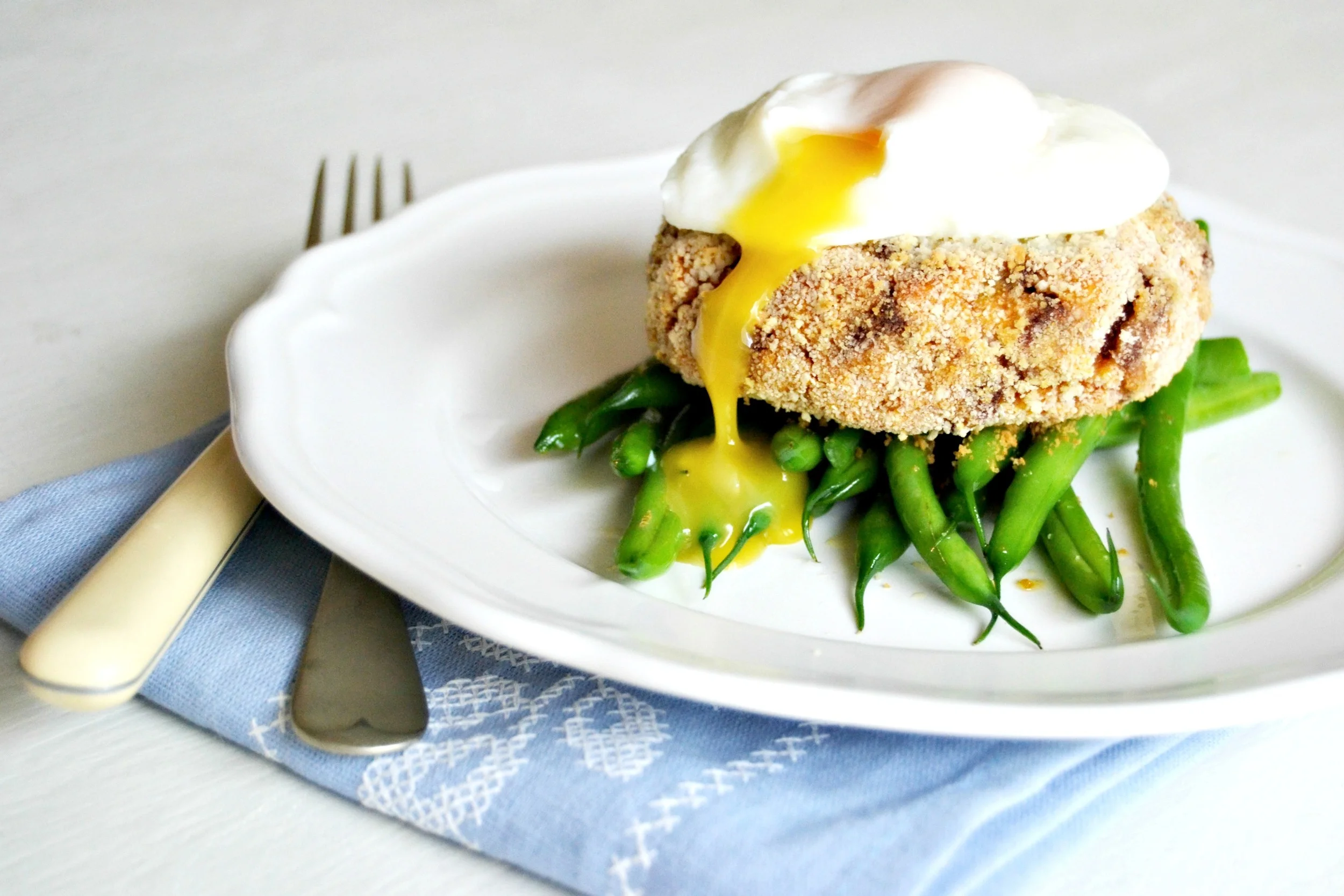 Corned Beef and Sweet Potato Cakes.