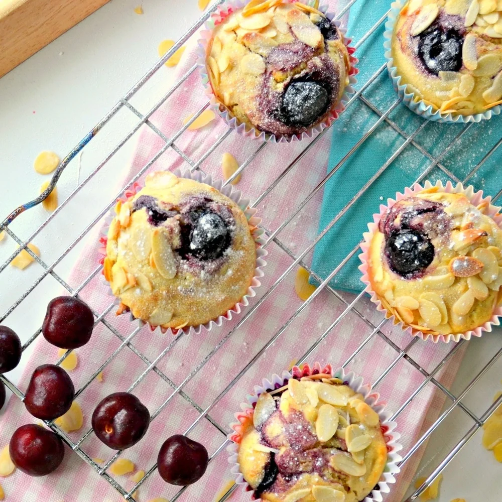 Easy Cherry and Almond Muffins