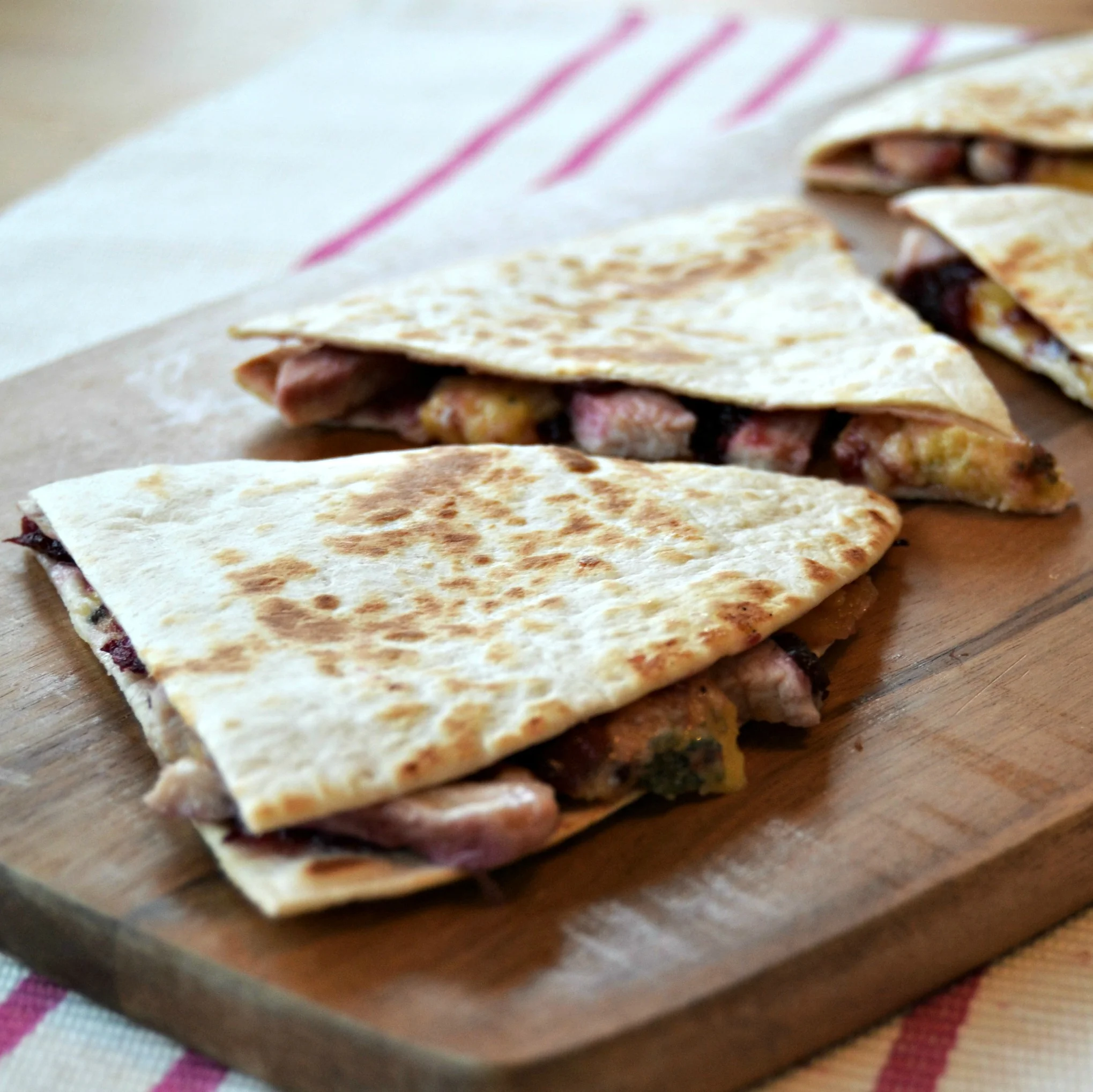 Leftover Turkey, Cranberry and Stilton Quesadillas