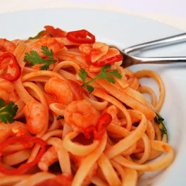 Prawn Spaghetti in a Chilli, Tomato & Garlic Sauce {Ready In 15 Minutes}