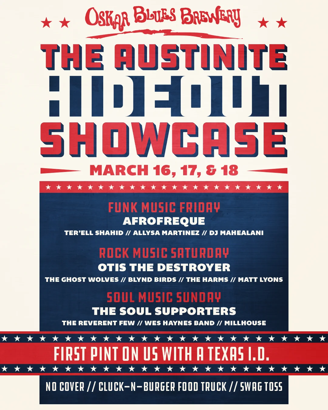 Austinite Hideout Showcase - Hosted by Oskar Blues Brewery Austin