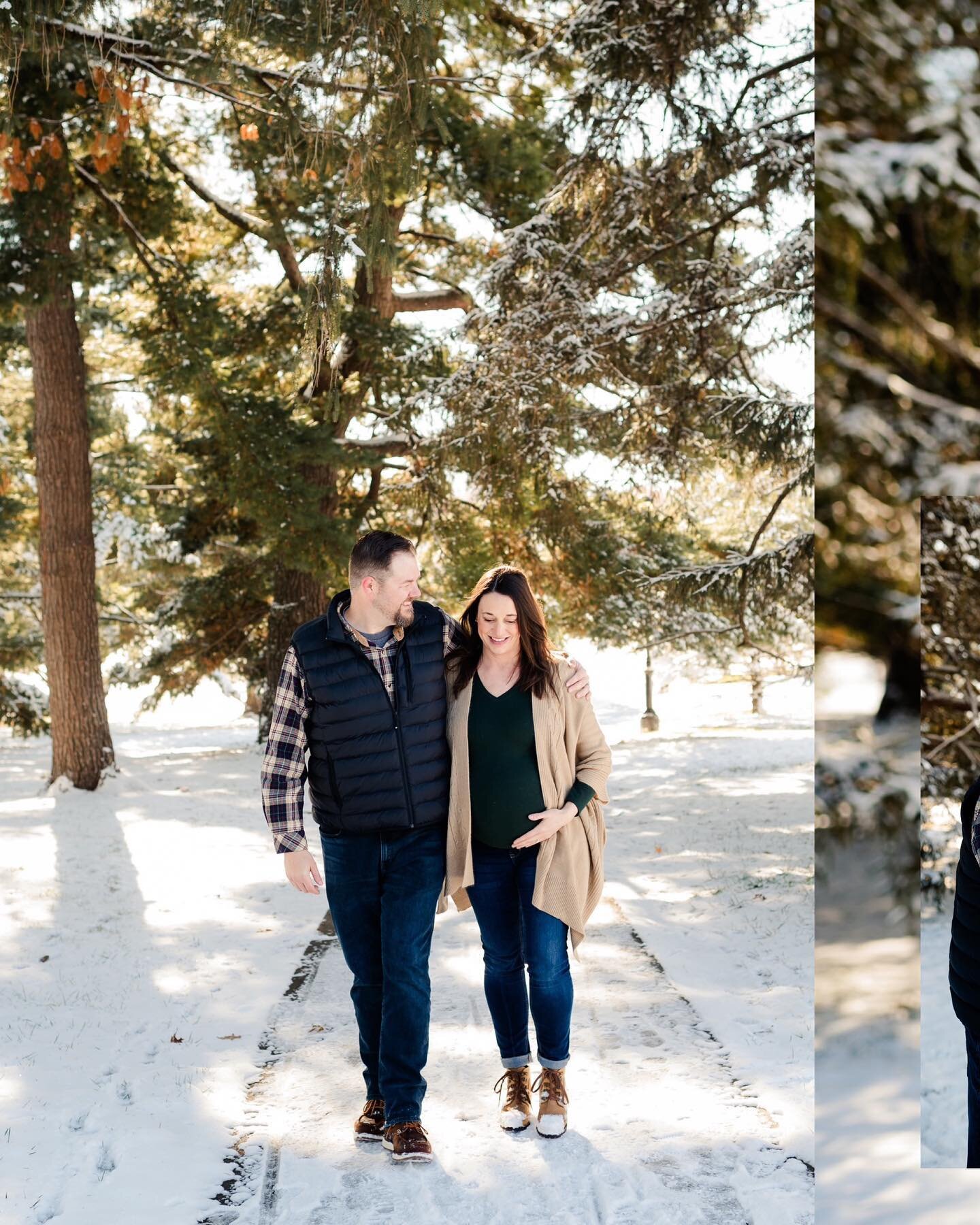 We lucked out with the best winter wonderland for their maternity photos 😍❄️ #kcphotographer #kcfamilyphotographer #kcfamily #kcbaby