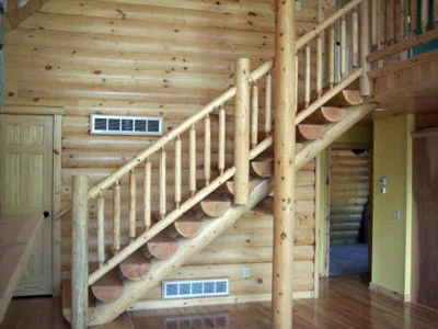 Log Stairs and Railings