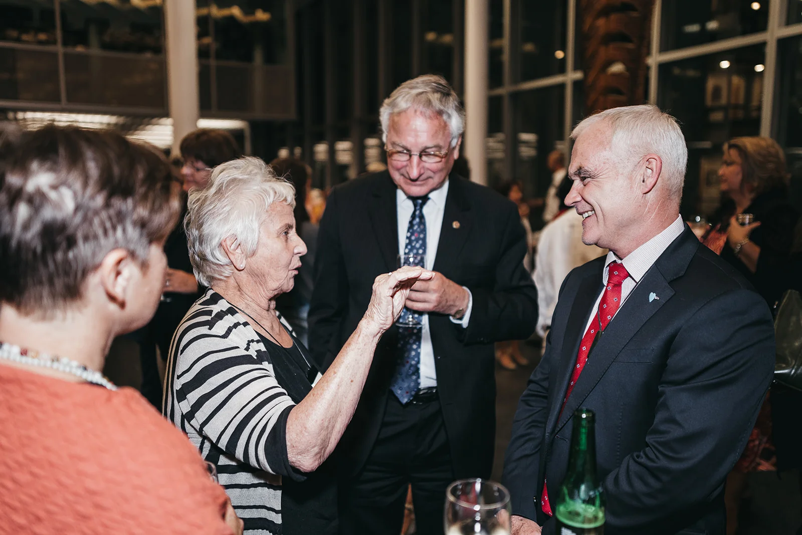 Beverley, Lady Reeves with Peter Garnett and Simon Moutter at The Reeves Lecture 2018 . Photo Credit: Fata Tuialii Photography