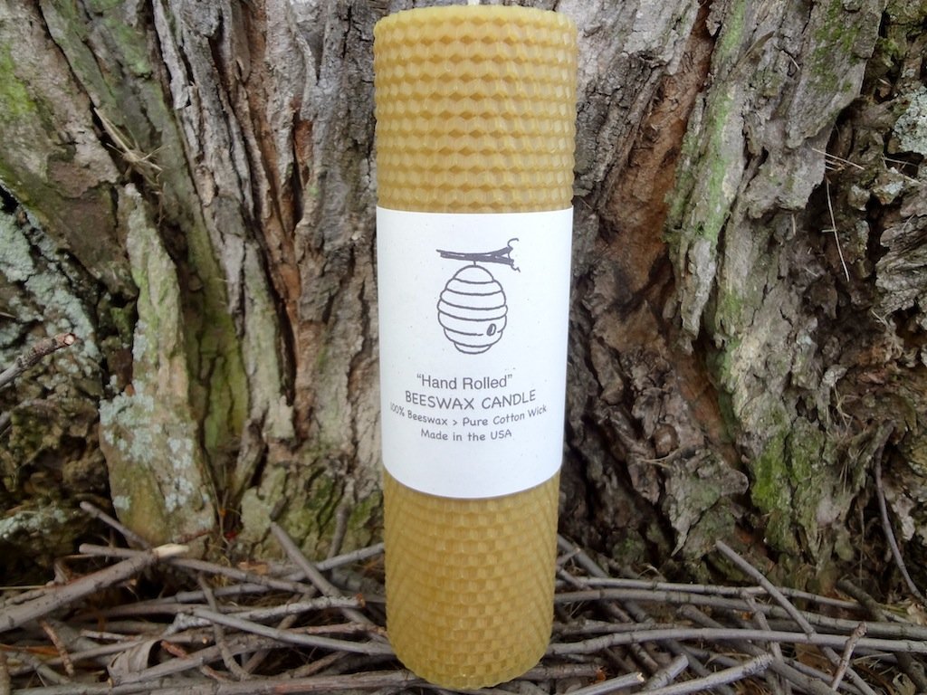 One Dozen Honeycomb Natural 100% Beeswax Candles 8" Tapers Hand Rolled 