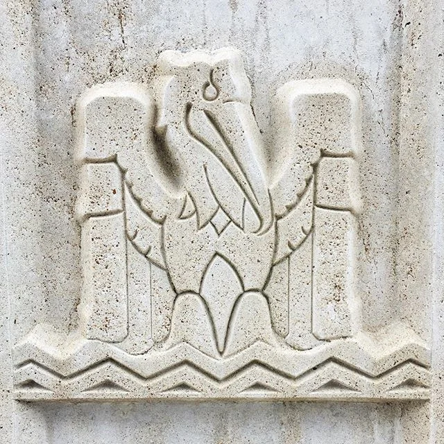 Pelican relief. #artdeco #sculpture #lousiana #pelican