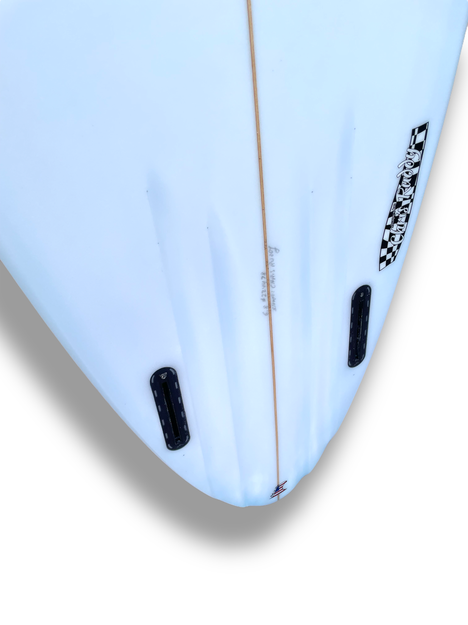 Stiletto Twin Pin Channel Bottom — Chris Ruddy Surfboards