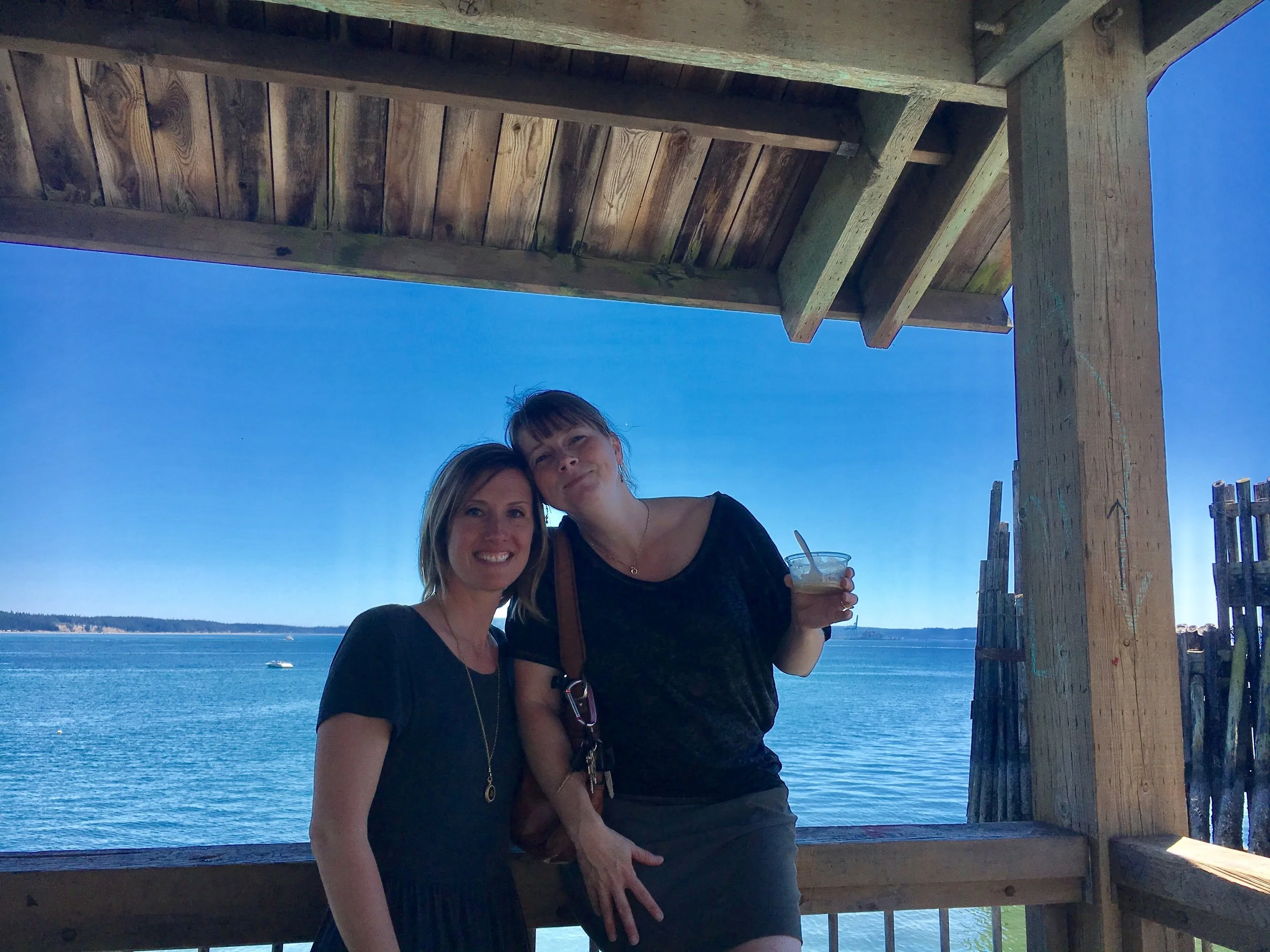 Kayla and Joanne waiting at our check point in Port Townsend.
