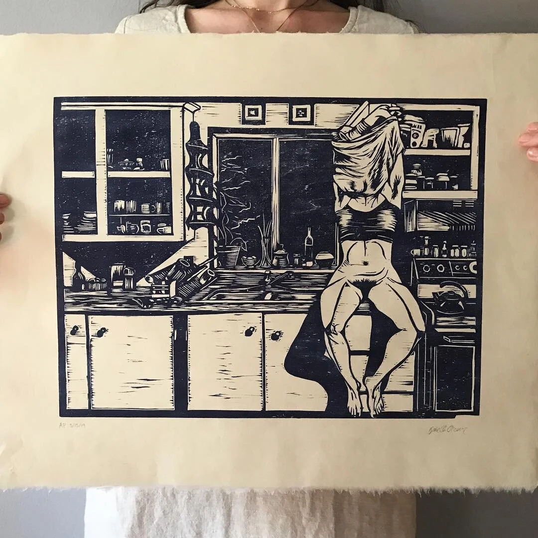 For sale! I&rsquo;m selling a few of these woodcuts. Printed on Japanese Kitakata paper. 20.5&rdquo; x 17&rdquo;. Flexible price, asking $25-$40. Happy to ship! 💌 Dm me if you&rsquo;re interested.