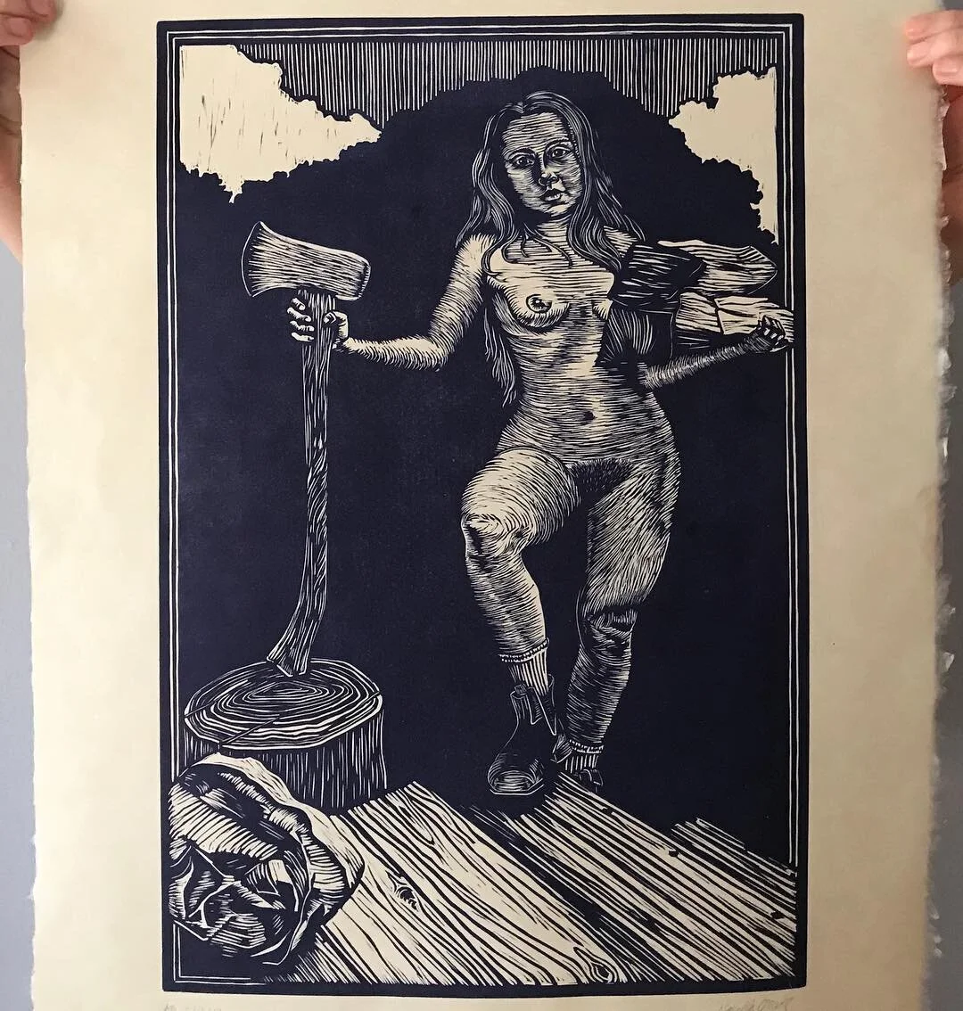 For sale! I only have a few of these ~ asking $30-$50. Linocut on Japanese Kitakata paper. 20.5&rdquo;x17&rdquo; Happy to ship! Dm me if you&rsquo;re interested 💕
.

.
.
.
.
.
.
.
.
#linocut #printmaking #printmakersofinstagram