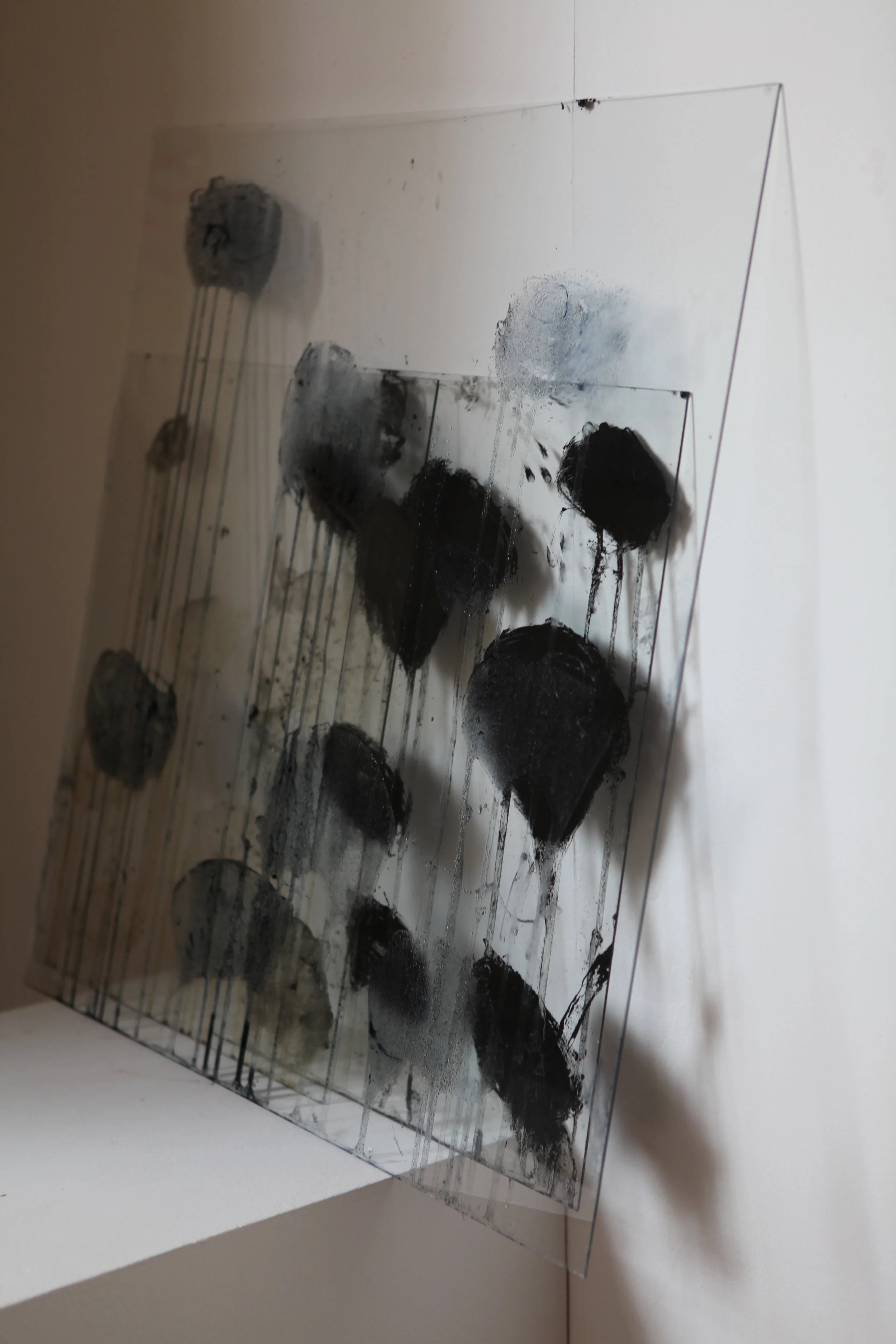 Heart Worms Pigment, copperplate oil, etching ink, reflective glass 58cm x 61cm