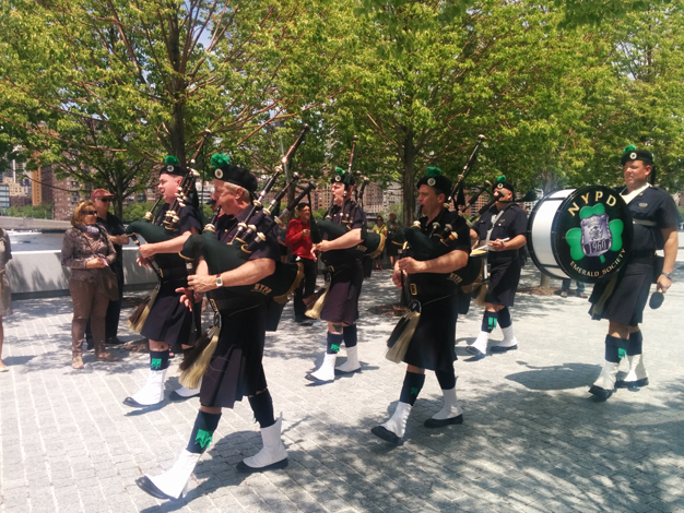 NYPD Pipes and drums herald the start of the ceremony. 