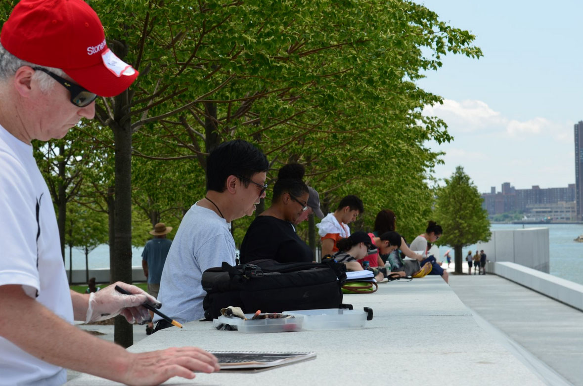 A group of sketchers from Central Park Sketching & Meetup Group.