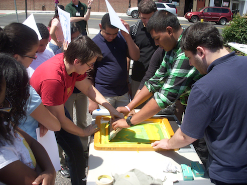 Scenes from a screen-printing workshop by Social Impact Studios, with teaching artist Sharon Kenny. 