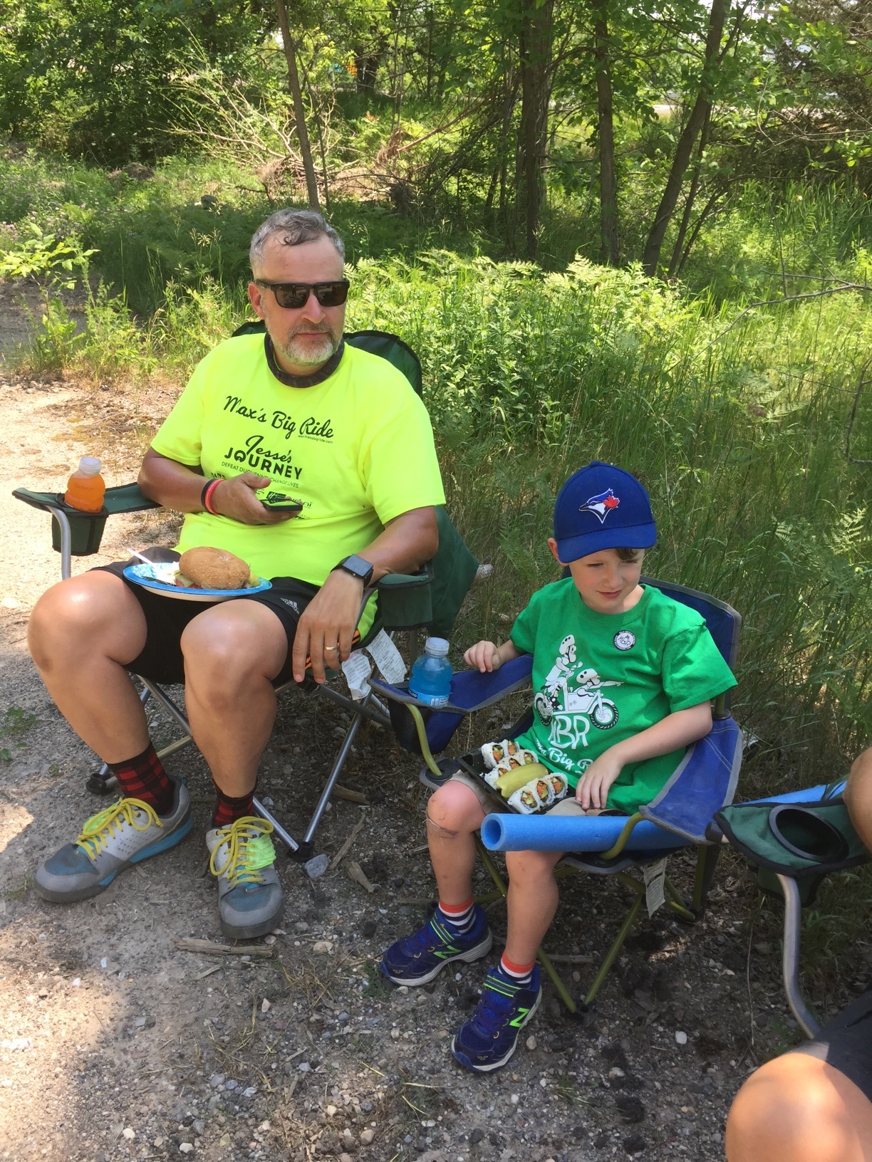 Lunch in the shade after a hot morning. 