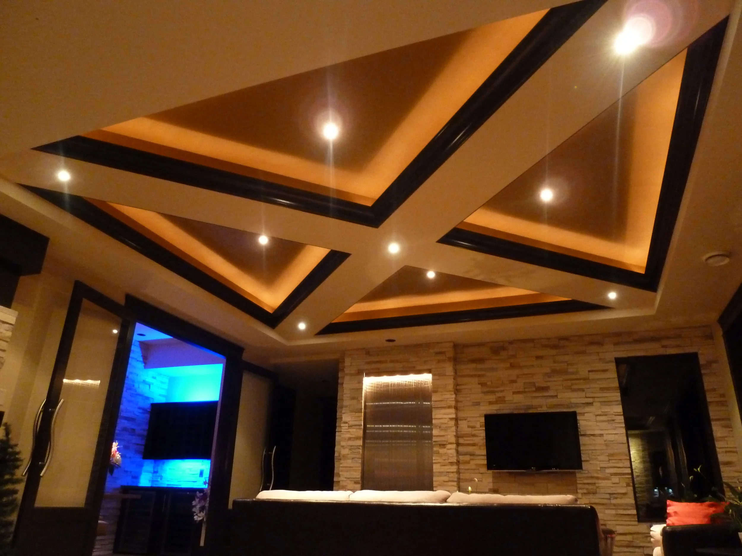 The extensive lighting provides a dazzling venue for evening entertaining.