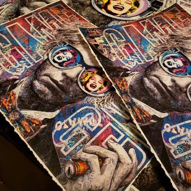 Brayden Bugazzi and #thelostwarhols will finally offer the smaller prints of #gamechanger with our new #marilynmonroe image in glasses for $167. As well have Braden&rsquo;s stunning #KarlLagerfield painting ONLY at @thebeverlycenter amazing holiday p