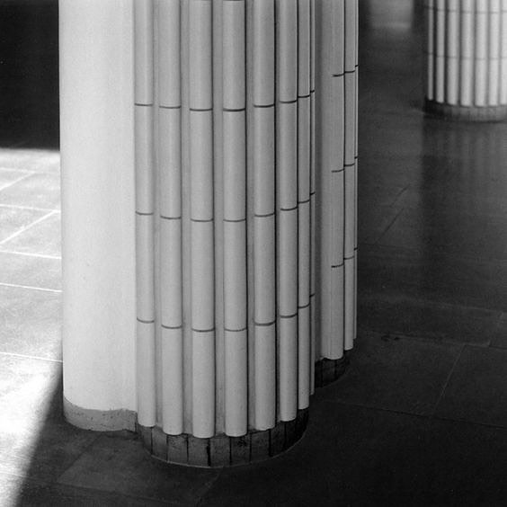 A different take on the fluted column, with tiles designed by Alvar Aalto.