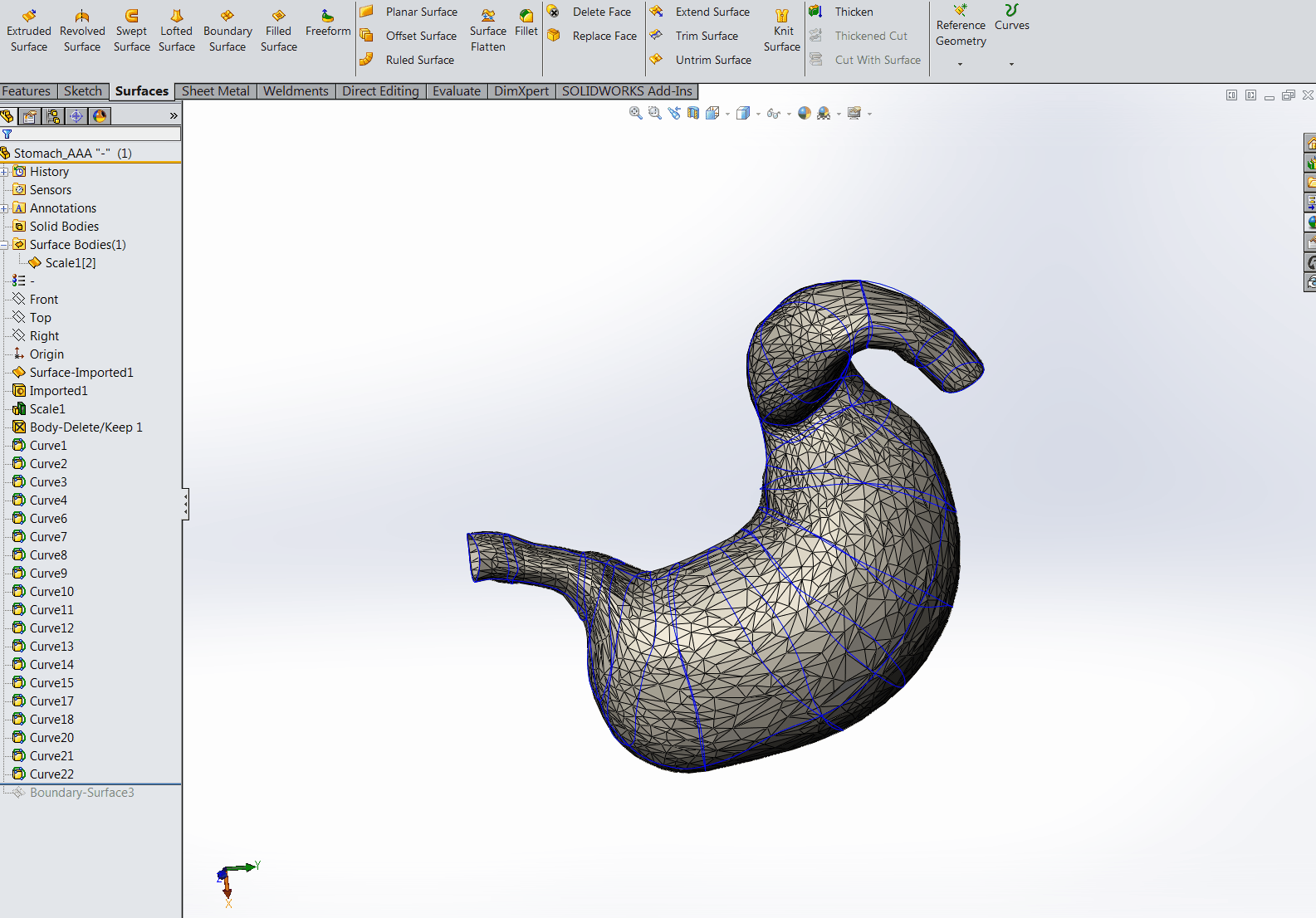  During the course of a project at Continuum it became necessary to make NURB surface models out of 3D meshes. This is how I tackled it. 