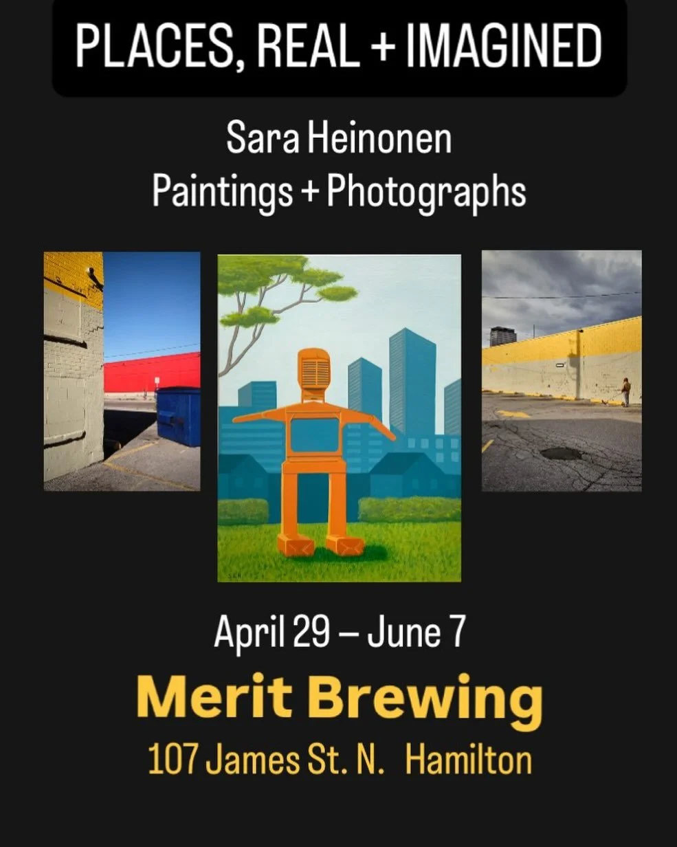 Hamilton pals! My paintings and photographs will be adding a splash of colour to the big concrete wall @meritbrewing on James St. north. The show runs from April 29 to June 7 with an opening party on Wednesday April 29 from 7 to 9 pm. Please come by 