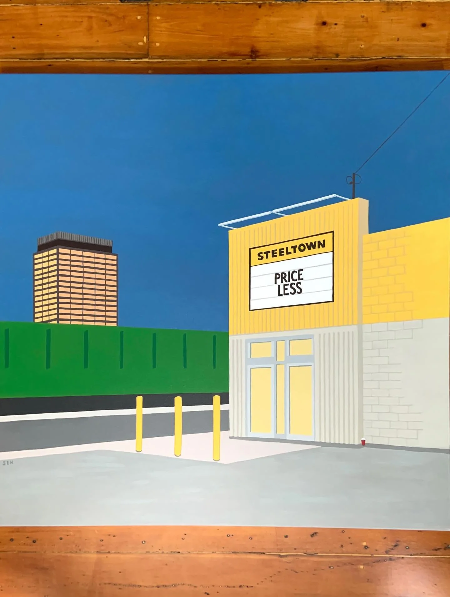 &ldquo;Hamilton Is Priceless&rdquo; (3&rsquo; x 3&rsquo;, acrylic on canvas) &mdash; Drop by @meritbrewing for Friday&rsquo;s Art Crawl and enjoy the colour blast in IRL. OR contact me and BUY it! The choice is yours. Showing until June 7 along with 