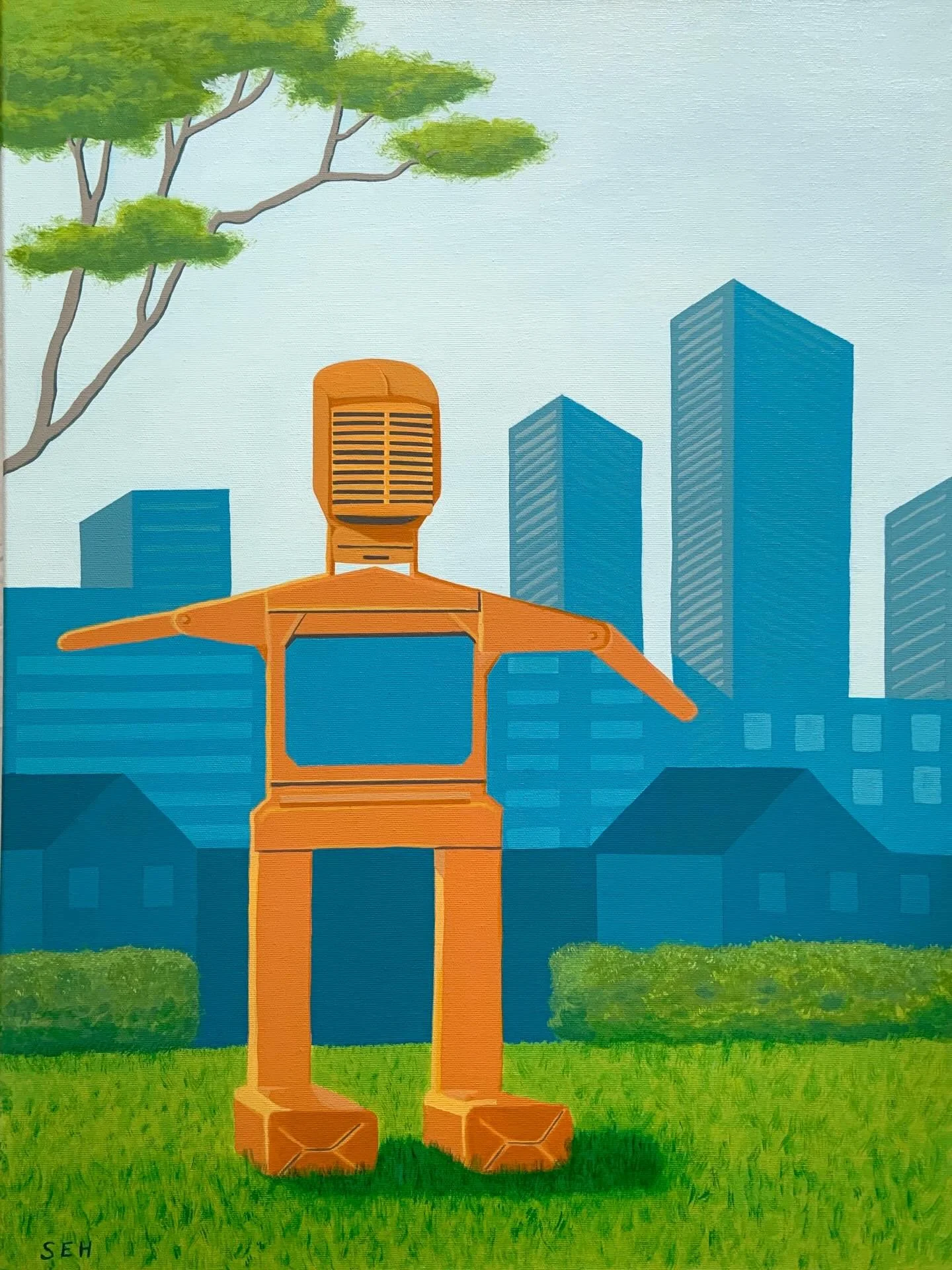 &ldquo;Radiator Man&rdquo; is my homage to a whimsical sculpture on Cannon St. E. at @bartonradiatorworks that is made of, yep, radiator parts. Though a growing number of grim glass towers are crowding in on it, Radiator Man manages to keep the city 