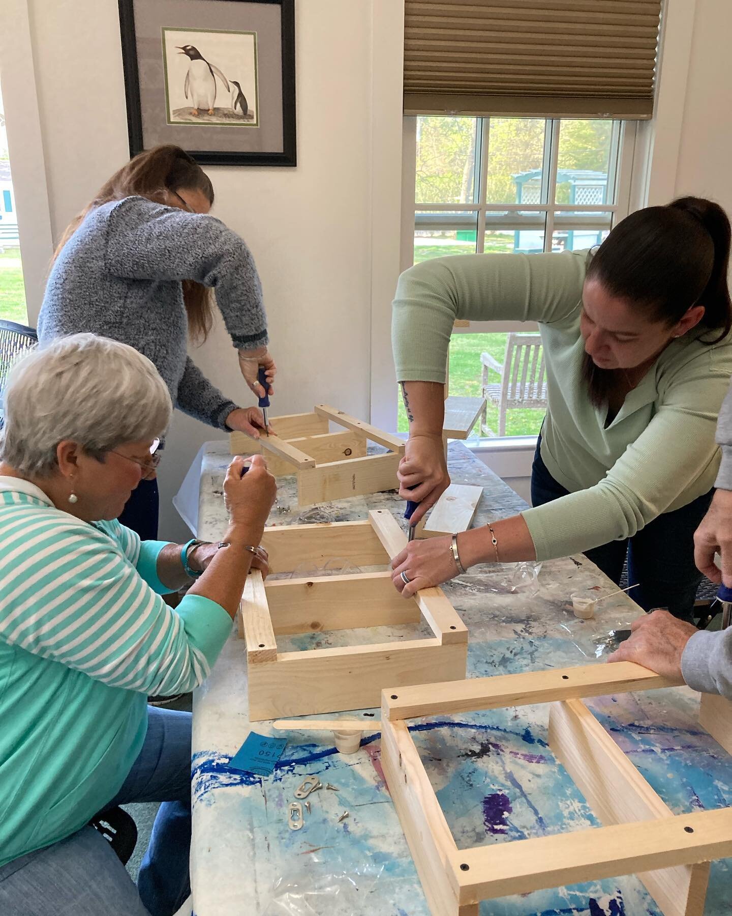 We kicked off May with Woodworking Wednesday&rsquo;s at @brookhavenfreelibrary. I love this kind and caring community. We all worked together to create these beautiful hanging shelves. Can&rsquo;t wait to see where they will live. We are already two 