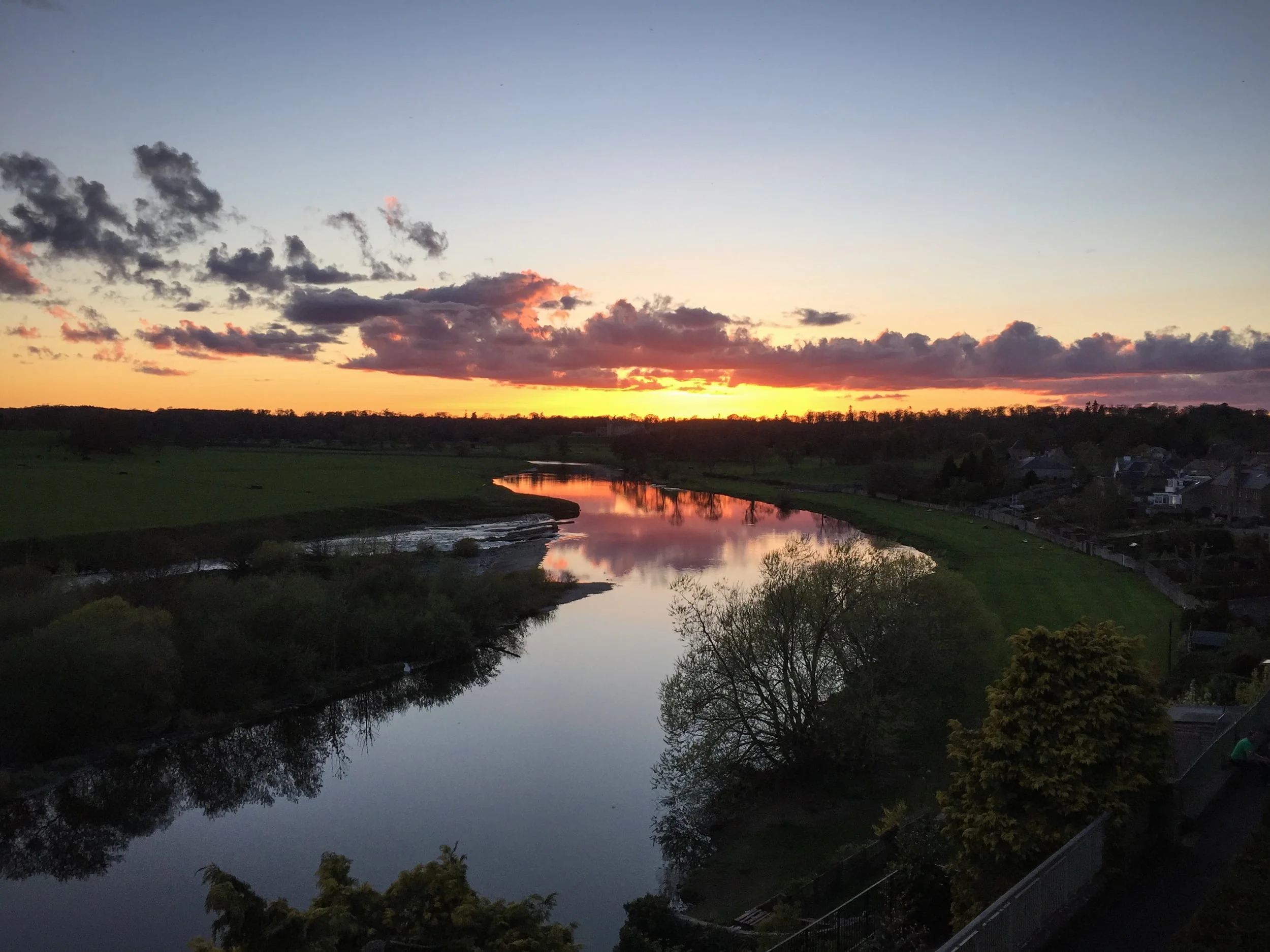 Sunset over the confluence of the rivers Tweed and Teviot