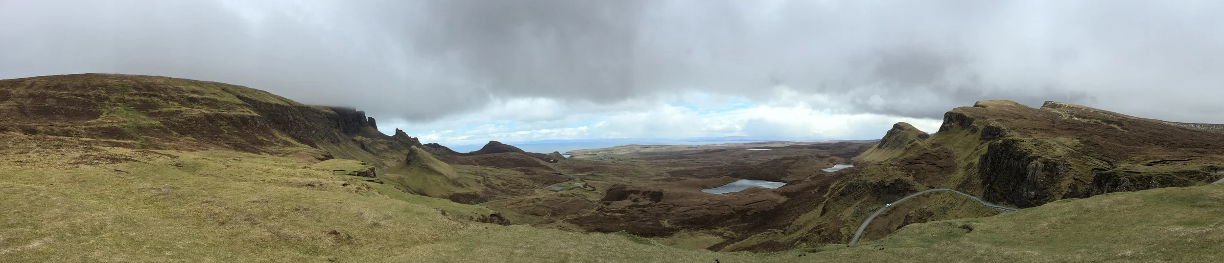 The panoramic View from Quiraing out over Staffin Bay