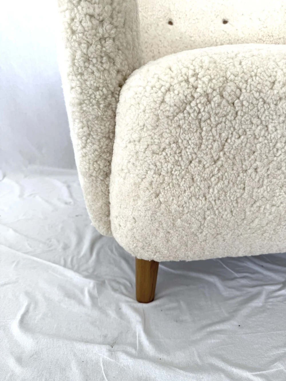 1940's Scandinavian Sheepskin Shearling Lounge Chair — Denmark 50