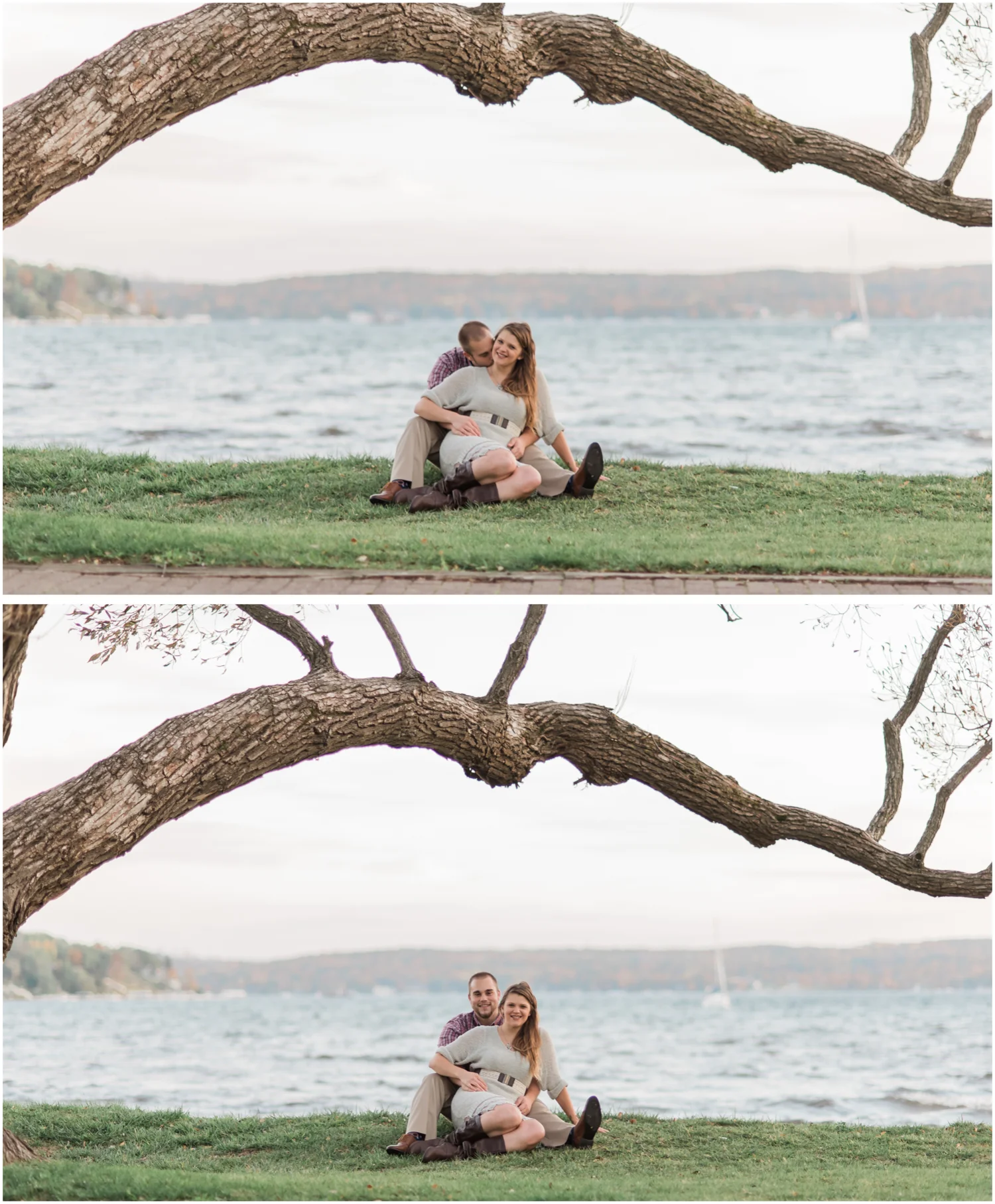 engagement photos in front of geneva lake
